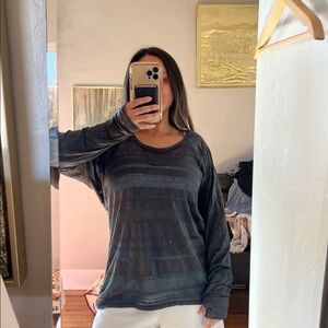 Athleta Black Sheer Long Sleeve Top